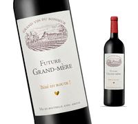 FunFest - Etiquette Bouteille de Vin Annonce Grossesse - Future Grand-Mère - Cadeau Mamie (Style Vin rouge)