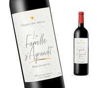 FunFest - Etiquette Bouteille de Vin Annonce Grossesse - La Famille s'Agrandit - Famille et Amis (Style Grand Cru)