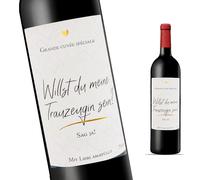 FunFest - Etiquette Bouteille de Vin Demande Témoin (Femme) - "Möchtest du meine Trauzeugin sein?" (Grande Cuvée/DE)