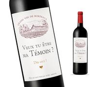 FunFest - Etiquette Bouteille de Vin Demande Témoin Mariage - Veux-tu être ma Témoin ? (Style Bordeaux)
