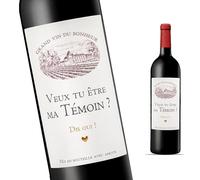 FunFest - Etiquette Bouteille de Vin Demande Témoin Mariage - Veux-tu être ma Témoin ? (Style Vin rouge)
