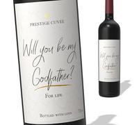 FunFest - Étiquette Vin Demande Parrain - Will you be my Godfather? - Style Grand Cru (Texte en Anglais)