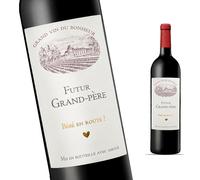 FunFest - Lot x2 Etiquettes Bouteille de Vin Annonce Grossesse - Futur Grand-Père - Cadeau Papy (Style Vin rouge)