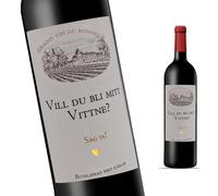 FunFest - Lot x2 Etiquettes Bouteille de Vin Demande Témoin - "Vill du bli min Marskalk?" (Texte en Suédois)