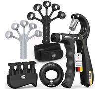 FUNFLEX Allenatore Mano Dita, Set Forza Presa Regolabile 5 Pezzi, Trainer Avambraccio, Estensore Dita, Fascia Polso Neoprene, Grip Ring, Allenamento Mano e Avambraccio