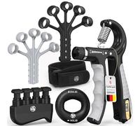 FUNFLEX Allenatore Mano Dita, Set Forza Presa Regolabile 5 Pezzi, Trainer Avambraccio, Estensore Dita, Fascia Polso Neoprene, Grip Ring, Allenamento Mano e Avambraccio