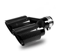 FUNFOB Embouts D'éChappement 1 Silencieux D'échappement Universel en Fibre De Carbone Noir en Forme De Y À Double Sortie en Sergé Brillant Tuyau d'échappement(66mm-76mm)
