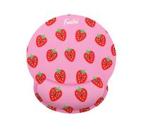 FUNFUL Tapis de Souris Ergonomique Gel Fraise avec Design Joyeux et Très Douce - Tapis Souris Kawai Repose Poignet Gel Lavable à la Main et antidérapant - Cadeaux Filles et Femmes