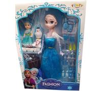 Funfy 11" Set de poupées La Reine des neiges | Comprend Deux Petites poupées supplémentaires | Bleu | Matériau : Plastique | Accessoires tels Que vêtements, Chaussures