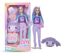 Funfy Ensemble de 4 Belles Poupées Filles à 11 Articulations avec Masques Têtes d’Animaux Charmants | Multicolore | Plastique | Corps Solide de 29 cm (11,5 Pouces)