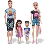 Funfy Ensemble de Poupées Parents et Enfants|Multicolore|Les Poupées Parents Ont Un Corps Solide en Plastique de 11 Pouces|Une Famille Complète - Père, Mère, Garçon et Fille pour Un Jeu Imaginatif