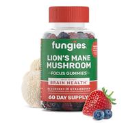 Fungies Lion'S Mane Mushroom Brain Health Lot de 60 gommes pour la concentration, la mémoire et l'humeur (parfum naturel de myrtille et de fraise, sans gélatine, sans gluten, sans omg, végétalien)