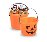 Funidelia | 2 seaux en forme de citrouille ▶ Nourriture, Légume, Halloween, Horreur - Décoration pour fêtes d'anniversaire, soirées déguisées; Halloween et Carnaval. - Orange