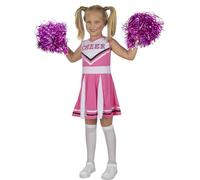 Funidelia | Costume de pom-pom girl rose avec accessoires pour fille Cheerleader & Football Américain - Déguisement pour enfant et accessoires pour Halloween, carnaval et fêtes. - Taille 7-9 ans