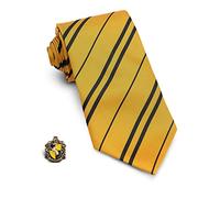 Funidelia | Cravate avec pin's Poufsouffle - Harry Potter pour homme Poudlard, Magiciens, Hogwarts - Accesoires pour Adultes, accessoire pour déguisement - Jaune