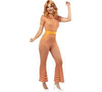 Funidelia | Déguisement Années 70 pour femme Disco, Abba, Bee Gees, Décennies - Déguisement pour Adultes et accessoires pour Halloween, carnaval et fêtes - Taille M - Orange