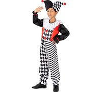 Funidelia | Déguisement arlequin pour garçon Clown, Cirque - Déguisement pour enfant et accessoires pour Halloween, carnaval et fêtes - Taille 7-9 ans - Noir
