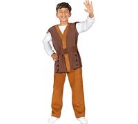 Funidelia | Déguisement aubergiste médiéval pour garçon Moyen Age, Paysan, Aubergiste - Déguisement pour enfant et accessoires pour Halloween, carnaval et fêtes - Taille 10-12 ans - Marron