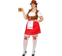 Funidelia | Déguisement bavaroise pour femme Tyrolienne, Bavarois, Oktoberfest, Allemagne - Déguisement pour Adultes et accessoires pour Halloween, carnaval et fêtes - Taille S - Rouge