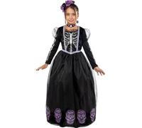 Funidelia | Déguisement Catrina pour le Jour des Morts pour fille Tête de mort mexicaine & Halloween - Déguisement pour enfant et accessoires pour Halloween, carnaval et fêtes. - Taille 7-9 ans
