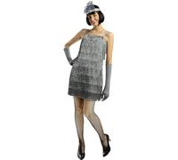 Funidelia | Déguisement charleston années 20 argenté pour femme Années 20 - Déguisement pour Adultes et accessoires pour Halloween, carnaval et fêtes - Taille M - Gris/Argenté