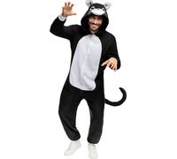 Funidelia | Déguisement chat Onesie pour femme et homme Animaux, Petit chat, Kitten - Déguisement pour Adultes et accessoires pour Halloween, carnaval et fêtes. - Taille S - M - Noir