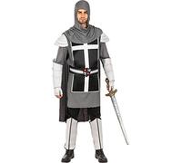 Funidelia | Déguisement chevalier médiéval Deluxe pour homme Médiévaux, Moyen Age - Déguisement pour Adultes et accessoires pour Halloween, carnaval et fêtes - Taille L - Gris/Argenté