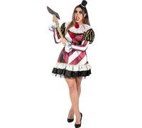 Funidelia | Déguisement clown tueur sexy Premium pour femme Clown, Killer Clown, Halloween, Horreur - Déguisement pour Adultes et accessoires pour Halloween, carnaval et fêtes. - Taille S - Grenat