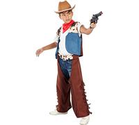 Funidelia | Déguisement cowboy pour garçon Cowboys, Indiens, Western - Déguisement pour enfant et accessoires pour Halloween, carnaval et fêtes - Taille 10-12 ans - Marron