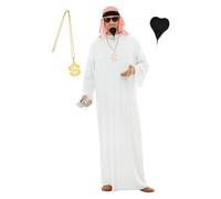 Funidelia Déguisement d’Arabe pour Homme avec accessoires, Tenue de cheikh pour adulte, Déguisements de Carnaval, Halloween et Enterrements de vie de garçon - Taille S