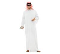 Funidelia Déguisement d’Arabe pour Homme avec tunique et foulard, Tenue de cheikh pour adulte, Déguisements de Carnaval, Halloween et Enterrements de vie de garçon - Taille XXL