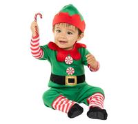 Funidelia Déguisement d’elfe de Noël pour bébé, Comprend t-shirt, pantalon et bonnet, Noël - Tenue pour bébé pour fêtes, Carnaval et Halloween - Taille 12-24 mois