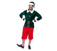 Funidelia Déguisement d’elfe Deluxe pour homme, Comprend pull, pantalon, ceinture et bonnet, Noël - Tenue pour adultes pour fêtes, Carnaval et Halloween - Taille M