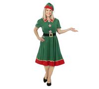 Funidelia Déguisement d’elfe pour femme, Comprend robe, ceinture et bonnet, Noël - Tenue pour adultes pour fêtes, Carnaval et Halloween - Taille S