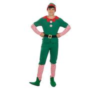 Funidelia Déguisement d’elfe pour homme, Comprend t-shirt, pantalon, ceinture et bonnet, Noël - Tenue pour adultes pour fêtes, Carnaval et Halloween - Taille M