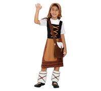 Funidelia Déguisement de bergère pour fille, Comprend robe, guêtres, foulard et besace, Noël - Tenue pour enfants pour fêtes, Carnaval et Halloween - Taille 5-6 ans