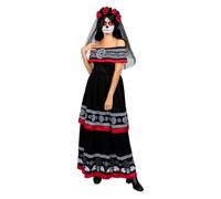 Funidelia Déguisement de Catrina pour femme avec serre-tête à fleurs et voile, Costume de Jour des Morts pour adultes, Déguisements de Carnaval, Halloween et Fêtes - Taille XL