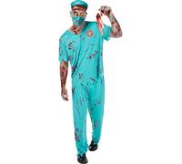 Funidelia Déguisement de chirurgien zombie pour homme, Inclus pantalon, t-shirt, bonnet et masque, Mort-Vivant - Tenue pour adultes pour fêtes, Carnaval et Halloween - Taille L