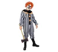 Funidelia Déguisement de clown terrifiant Deluxe pour homme, Comprend pantalon, chemise, bandeau, lunettes et mandoline, Taille S - Tenue pour adultes pour fêtes, Carnaval et Halloween