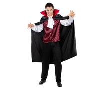 Funidelia Déguisement de Comte Dracula pour homme, Comprend pantalon, chemise à plastron et cape, Taille S, Terreur - Tenue pour adultes pour fêtes, Carnaval et Halloween