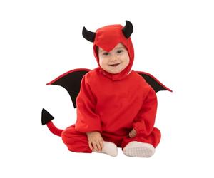 Funidelia Déguisement de Diable pour Bébé avec combinaison, capuche, ailes et queue, Tenue de Démon, Déguisements de Halloween et Carnaval