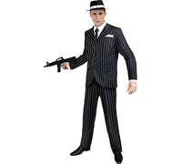 Funidelia Déguisement de gangster noir années 20 pour homme, Veste avec foulard, pantalon et plastron avec cravate intégrée, Cabaret - Tenue pour adultes pour fêtes, Carnaval et Halloween - Taille XXL