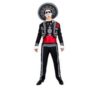 Funidelia Déguisement de Mariachi pour Homme avec chapeau, Tenue de Jour des Morts Catrina pour adulte, Déguisements de Halloween et Carnaval - Taille XXL