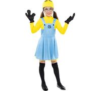 Funidelia | Déguisement de Minions Dave pour fille Dessins Animés, Minions, Films et Cinéma - Déguisement pour enfant et accessoires pour Halloween, carnaval et fêtes. - Taille 7-9 ans - Jaune