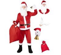 Funidelia | Déguisement de Pére Noël Deluxe avec accessoires pour homme Santa Claus, Noël, Père Noël - Déguisement pour Adultes et accessoires pour Halloween, carnaval et fêtes. - Taille XXL - Rouge