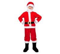 Funidelia Déguisement de Père Noël Deluxe pour Enfants, Pantalon, t-Shirt, Ceinture, Bonnet, Couvre-Bottes et Barbe, Noël - Tenue pour Enfants pour fêtes, Carnaval et Halloween - Taille 3-4 Ans