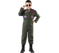 Funidelia Déguisement de pilote Top Gun pour garçon, Licence Officielle, Taille 5-6 ans Pilote, Aviateur - Costume pour enfant pour les fêtes, le Carnaval et Halloween