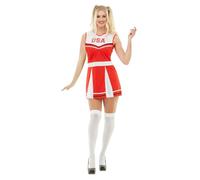 Funidelia Déguisement de pom-pom girl pour femme, Inclus robe de cheerleader de football américain, Taille S - Tenue pour adultes pour fêtes, Carnaval et Halloween