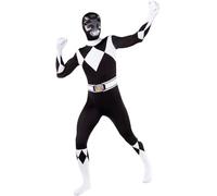 Funidelia Déguisement de Power Ranger Noir en seconde peau pour femme et homme, Licence Officielle, Taille XXL, Super héros - Costume pour Adultes pour les fêtes, le Carnaval et Halloween