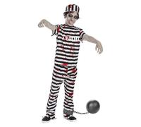 Funidelia Déguisement de prisonnier zombie avec boule pour garçon, pantalon, t-shirt, bonnet, boule et chaîne, Voleur - Tenue pour enfants pour fêtes, Carnaval et Halloween - Taille 3-4 ans